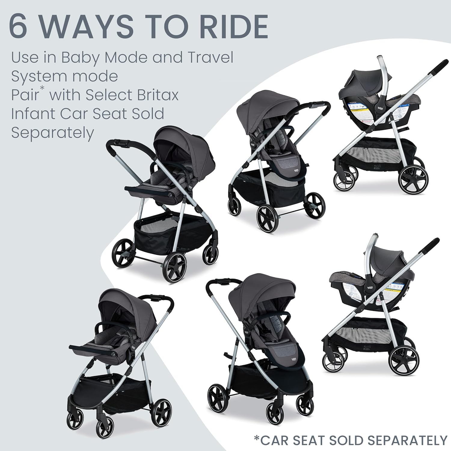 Britax Grove Modular Stroller, Lightweight Stroller with CozyFit Insert and Bumper Bar, 6 Ways to Ride, SafeWash, Pindot Stone Britax Grove Modular Stroller, Lightweight Stroller with CozyFit Insert and Bumper Bar, 6 Ways to Ride, SafeWash, Pindot Stone