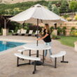 Lifetime Plastic Round Picnic Table, Almond 260205