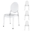 Fohfurniture FOH Set of 4 Large Clear Ghost Dining Chairs, Oval Back Stackable Acrylic Chairs, Circle-back Large