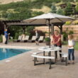 Lifetime Plastic Round Picnic Table, Almond 260205