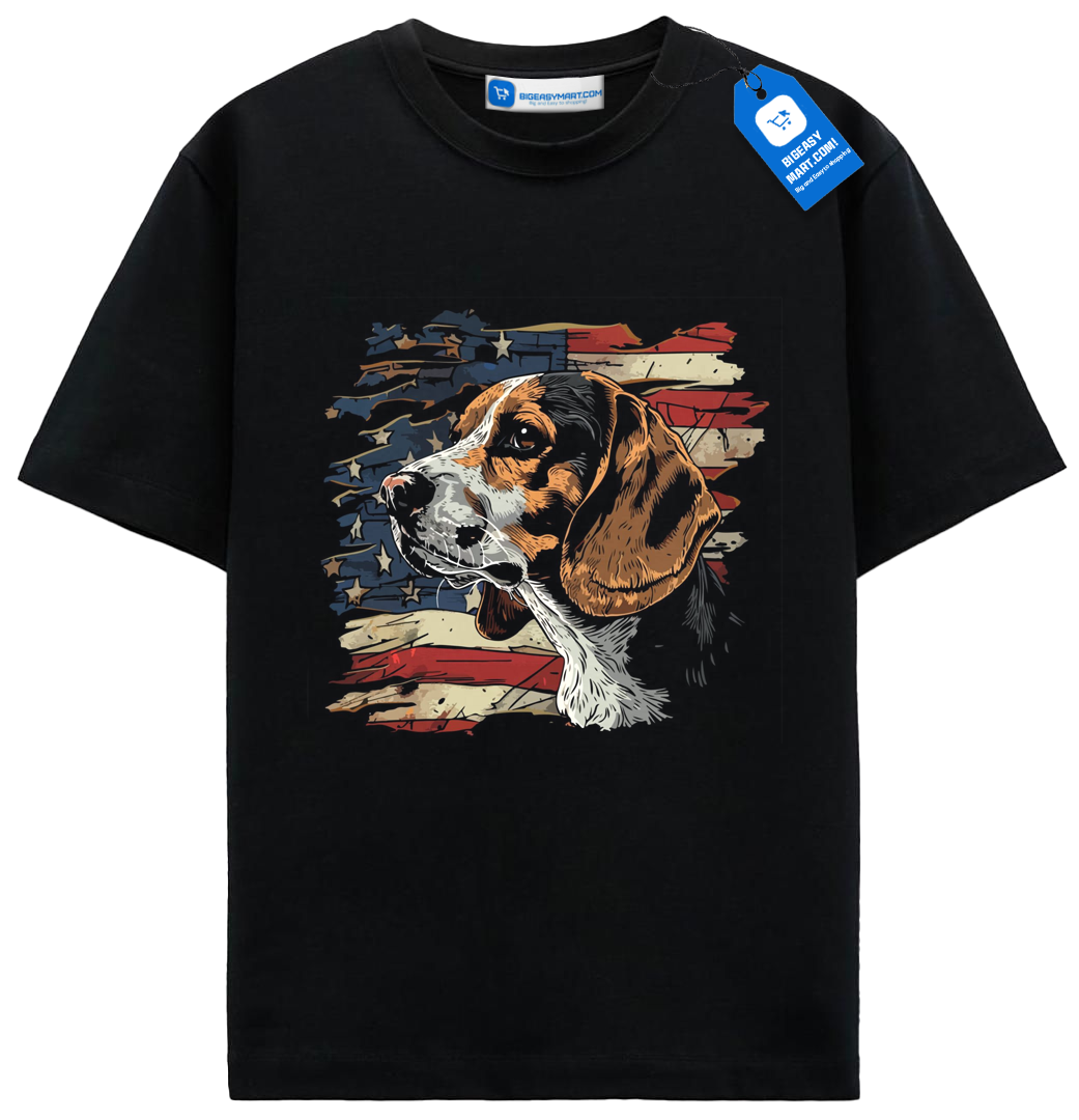 Beagle American Flag T Shirt, Dog Lover Patriotic Shirt Black Beagle American Flag T Shirt, Dog Lover Patriotic Shirt Black