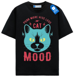 Cat Mood T Shirt, Colorful Cat Face Tee