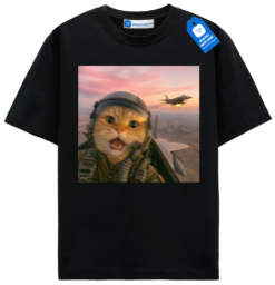 Cool Cat Aviator Tee, Funny Pilot Cat Shirt, Cat Lover T Shirt, Fighter Jet Meme Tee Gift