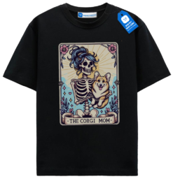 Corgi Mom Tarot Card T Shirt, Skeleton Corgi Mom Tee, Gift For Corgi Lover