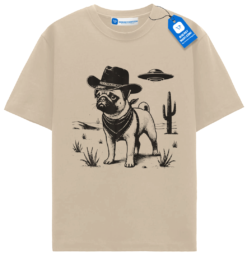 Cowboy Pug Shirt, Vintage Ufo Western T Shirt For Dog Lover