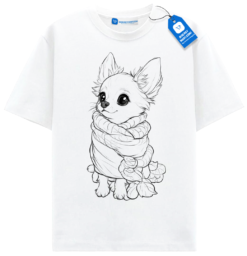 Cozy Dog T Shirt, Kawaii Dog Sketch Tee, Small Dog Fashion Gift