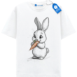 Cute Bunny With Carrot T Shirt, Cute Rabbit T Shirt, Cartoon Animal Tee
