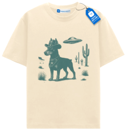 Doberman Cowboy Tee, Vintage Ufo Western Country Dog T Shirt