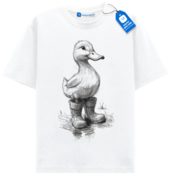 Duck In Boots T Shirt, Cute Rainy Duck Shirt, Funny Animal Drawing Tee