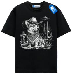 Funny 90s Western Cowboy Corgi Ufo T Shirt, Vintage Dog T Shirt