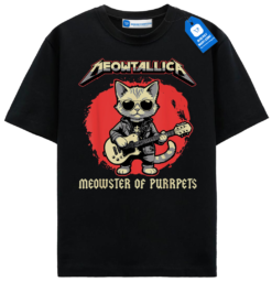 Funny Guitar Cat Tee, Rock Band Cat T Shirt, Cool Music Lover Cat Shirt, Meowtallica Parody Gift Tee