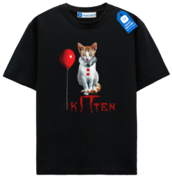 Halloween Cat Shirt, Red Balloon Horror Cat Tee