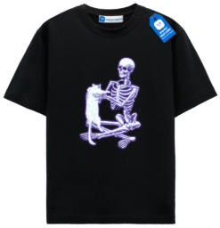 Halloween Cat T Shirt, Skeleton Cat Glow Tee