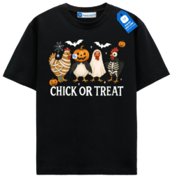 Chick or Treat Shirt – Funny Halloween Chicken T-Shirt – Cute Farm Animal Costume Tee – Poultry Lover Gift Top