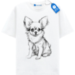 Handdrawn Chihuahua Dog T Shirt, Fluffy Small Dog Tee, Dog Mom Chihuahua Gift