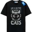 Life Is Better With Cats T Shirt, Gothic Style Pet Lover Shirt