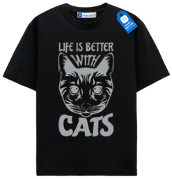 Life Is Better With Cats T Shirt, Gothic Style Pet Lover Shirt