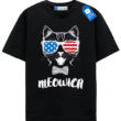 Meowica Cat T Shirt, Patriotic Cat Lover Tee, Cool cat with sunglasses tee, USA Flag Cat Graphic Tee