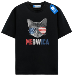 Meowica Cat T Shirt, Patriotic Tee For Cat Lovers