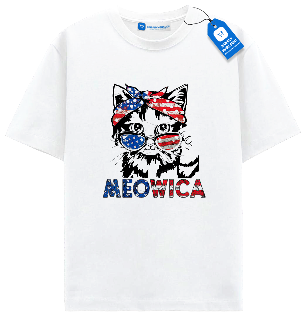Meowica Cat T Shirt, Patriotic Tee For Cat Mom Meowica Cat T Shirt, Patriotic Tee For Cat Mom