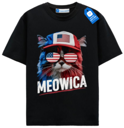Meowica Usa Cat Flag Graphic T Shirt, America Cat Tee