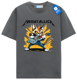 Meowtallica T Shirt, Guitar Cat Tee, Funny Rock Band Cat Shirt, Heavy Metal Cat Lover Gift Tee