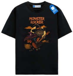 Monster Rocker Cat Tee, Halloween Graphic Shirt