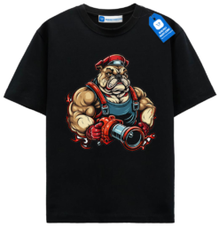 Muscular Bulldog Firefighter T Shirt, Dog Lover Shirt