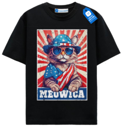 Patriotic Cat T Shirt, Meowica Tee For Cat Lover