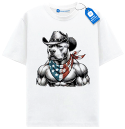 Patriotic Cowboy Pitbull T Shirt, American Flag Dog Shirt