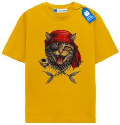 Pirate Cat Shirt – Funny Halloween Cat T-Shirt – Pirate Kitty Graphic Tee – Spooky Cat Lover Gift
