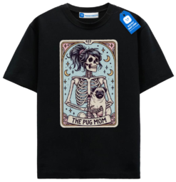 Pug Mom Tarot Card T Shirt, Skeleton Pug Mom Tee