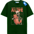 Skeleton And Cat Love Graphic Tee, Halloween Shirt