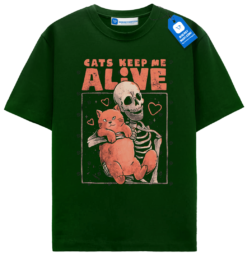 Skeleton And Cat Love Graphic Tee, Halloween Shirt