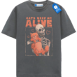 Skeleton And Cat Love Graphic Tee, Halloween Shirt