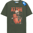 Skeleton And Cat Love Graphic Tee, Halloween Shirt