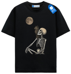 Skeleton And Cat Tee, Halloween T Shirt