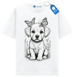 Spring Summer Dog Shirt, Cute Cottagecore Dog Lover Gift, Puppy And Butterfly T Shirt