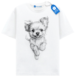 Tiny Happy Puppy T Shirt, Kawaii Dog Sketch Shirt, Gift For Dog Moms