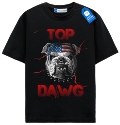 Top Dawg Bulldog T Shirt, American Flag Dog Shirt