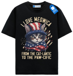 Usa Flag Cat Shirt, Cat Lover Graphic Tee