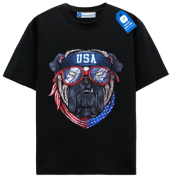 Usa Pug Power T Shirt, American Dog T Shirt