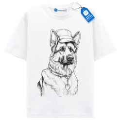 Cool German Shepherd T Shirt, Shepherd Dog Drawing Tee
