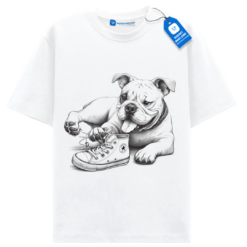 Bulldog Chewing Shoe T Shirt, Funny Dog Lover Tee