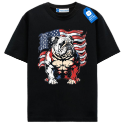 Patriotic Bulldog T Shirt, Muscular Bulldog Graphic Tee