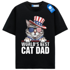 Best Cat Dad Usa Flag T Shirt, Funny Cat Dad Tee