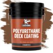 Liquid Rubber Polyurethane Deck Coating – 10X Stronger Than Traditional Deck Paint & Deck Stain – Smooth Finish – Saddle Brown – 4 Gallon