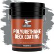 Liquid Rubber Polyurethane Deck Coating – 10X Stronger Than Traditional Deck Paint & Deck Stain – Textured Finish – Stone Grey – 4 Gallon