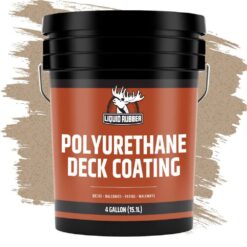 Liquid Rubber Polyurethane Deck Coating – 10X Stronger Than Traditional Deck Paint & Deck Stain – Textured Finish – Neutral Beige – 4 Gallon