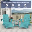 SERWALL 5PC Adjustable Folding Adirondack Chair and Ottoman and Double Side Table, HDPE Adirondack Chairs Set for Outdoor, Aruba